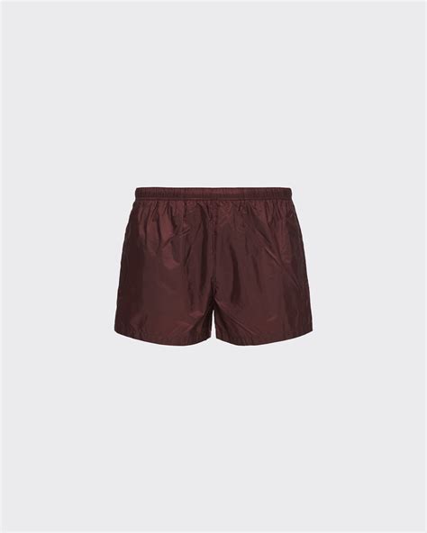 prada badehose|Burgundy Nylon Swim Trunks .